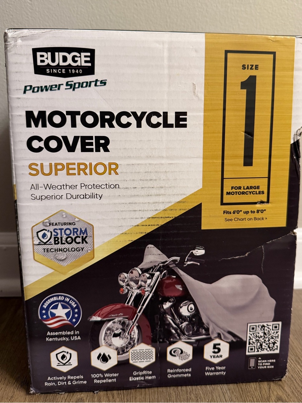 Budge Superior Motorcycle Cover Size 1 Large New